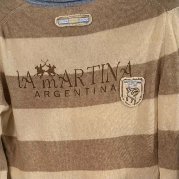 La Martina Polo Women's will cashmere blend V-Neck Sweater - Cream and Brown - Picture 2 of 12